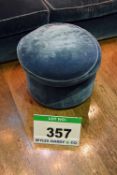 A Blue Velour Upholstered Muffin Top Pouffe