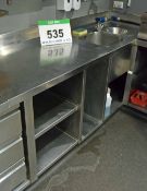 A 760mm x 610mm Built-In Commercial Stainless Steel Double Sink Unit with fitted Mixer Taps, Rear
