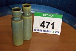 A Pair of Green and Brown Pattern Glazed Vases