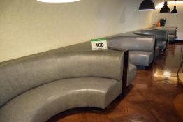 The Built-In Grey Vinyl Upholstered Semi-Circular Form Banquette Seating with Rose Wood Stained