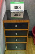 A 855mm long x 500mm wide x 500mm deep Teak Veneer and Black Lacquered 4-Drawer Storage Unit with