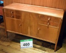 A 1370mm long x 436mm deep Teak Sideboard with fitted 4-Drawers and Three Cupboards with a Concave