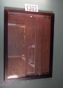 A Wall Mounted Timber Framed Glass Fronted Notice Board with Hinged Front. 940mm(h) x 693mm(w)