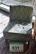 A Grey Velour and Gold Sculptured Abstract Geometric Patterned Salon Chair on Black Lacquered Square