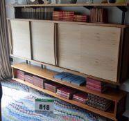 A NOBLE RUSSELL Wall mounted Black Steel Framed American Black Walnut Multi-Shelf Media Storage