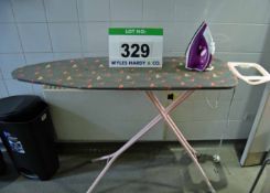 A MINKY Flamingo Ironing Board and Electric Steam Iron