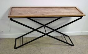 A Folding Steel Framed Side Table