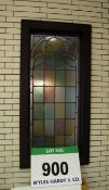 A Leaded Stained Glass Window complete with Framing, 880mm long x 440mm wide to Outside of Frame