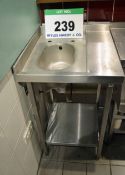 Free Standing Stainless Steel Corner Sink with fitted Lower Shelf (N.B. Will require plumbing to