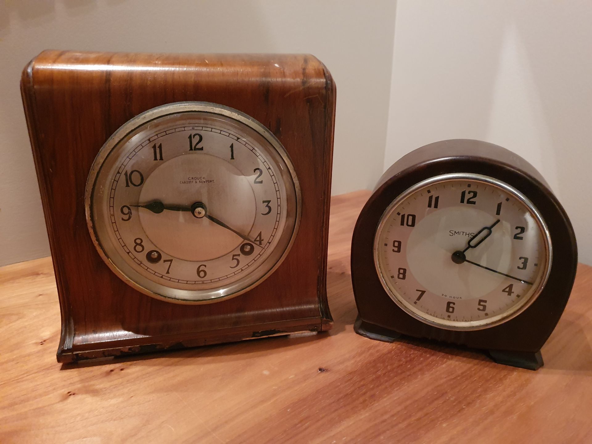 A SMITHS OF DERBY Wood Case Mantle Clock and A CROUCH OF CARDIFF AND NEWPORT Wood Case Chiming - Image 2 of 2