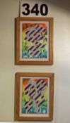 Two Framed and Glazed Abstract Acrylic on Paper Artworks by Ralph Anderson, Signed by the Artist,
