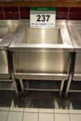 A Stainless Free Standing Sink Unit with fitted Lower Shelf, Rear Upstand and Front mounted Apron,