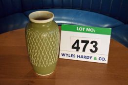 A Royal Lancastrian Green and White Vase with Scored Glazed Pattern