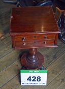 A 430mm x 430mm Mahogany Veneer 2-Drawer Pedestal Side Table on Carved Claw Feet (N.B. Some Veneer