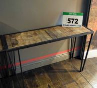 A Steel Framed Plank Topped Side Table