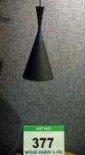 A TOM DIXON Matt Brown Painted Metal Conical Pendant Light with Hammered Copper Inside Finish, 190mm