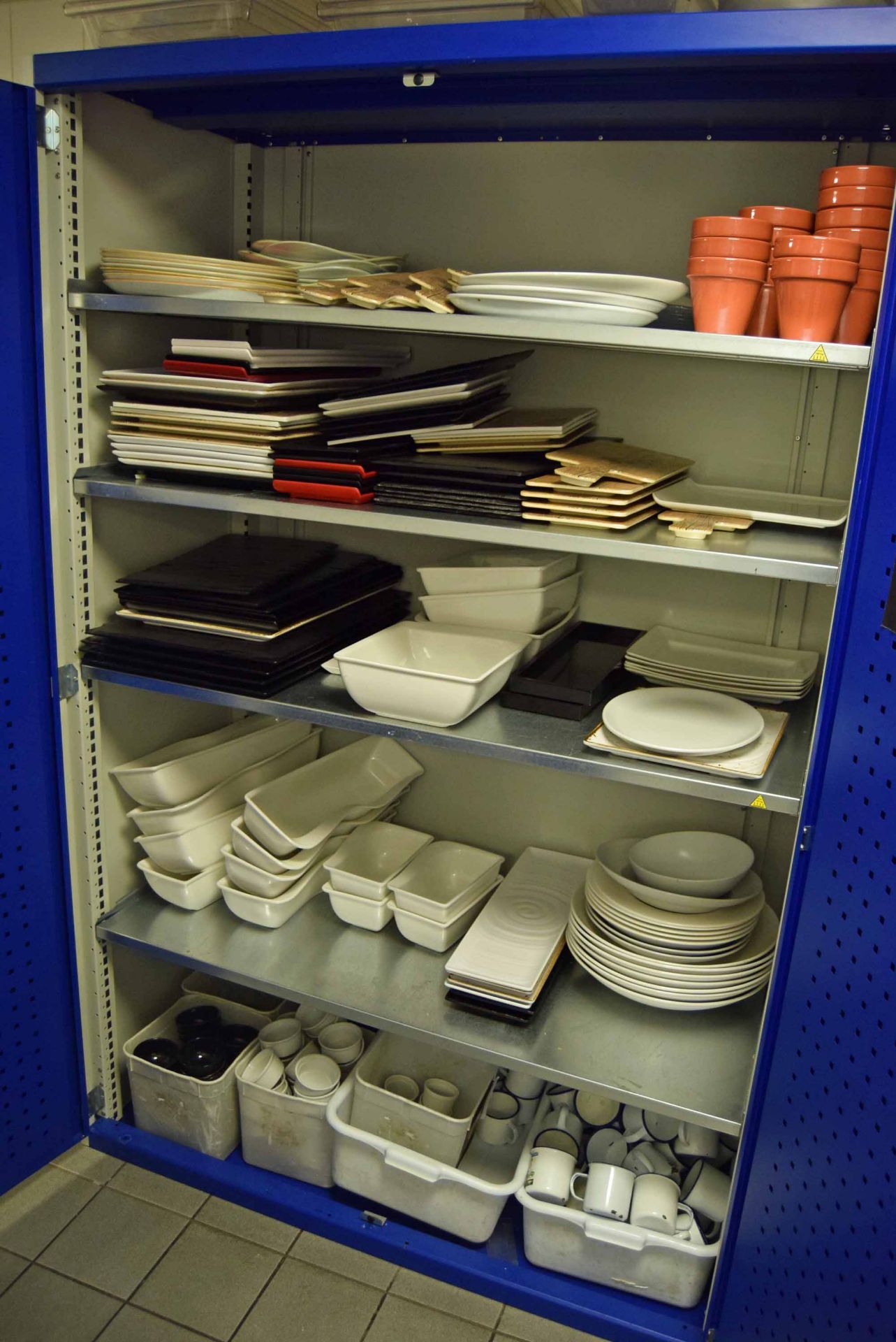 A Blue and Grey Steel Tall Double Door Storage Cupboard and Contents (As Photographed) - Image 2 of 2