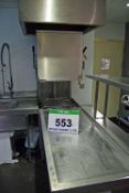 A HOBART Eco Max Single Basket Commercial Pass Thru Dishwasher with Pull-Down Hood and Steam