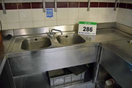 A 2000mm x 650mm Built-In Twin Bowl Stainless Steel Sink Unit with fitted Lower Shelf, Mixer Taps