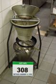 A Steel Framed Floor Standing Rotary Sieve Unit with Three Sieve Heads and Stainless Steel Bucket