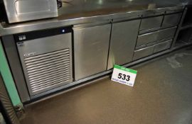 A FOSTER Eco Pro G2 Under Counter Chiller Cabinet having Twin Door Cupboard with Two 3-Drawer