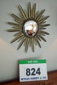 A Wall hung Convex Metal Sunburst Mirror