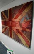 A Board Mounted Union Jack Tapestry Bearing the Signature 'Vivienne Westwood' 1290mm(h) x 2350mm(w)