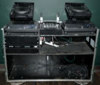 A Castor Mounted DJ Booth Constructed From a Flight Case and Equipped with 2 PIONEER CDJ-2000