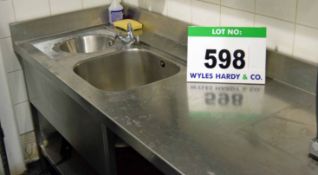 A 2100mm x 700mm Free Standing Commercial Stainless Steel Sink with Twin Bowl Sink, Mixer Taps, Rear