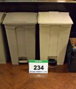 One Cream and One Grey RUBBERMAID Flip Top Pedal Bins