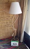 An ARTESANIA ESTEBAN FERRER Moulded Rope Floor Lamp with Cream Fabric Shade