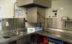 A Built-In Stainless Steel Commercial Pot Wash comprising Pre-Rinse Unit having Food Dump and Single