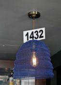 A Pendant Light Having Antique Brass Effect Mounting Plate with Heavy Knurled Lamp Fitting, Multi