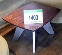 A Mahogany Veneer Topped Bow Edged Table with Grey Painted Splayed Timber Legs 800mm at Widest Point