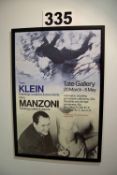 A Wall mounted Framed and Glazed Poster advertising an Exhibition of Yves Klein and Piero Manzoni