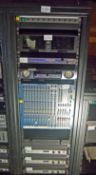 A 19 inch Steel Comms. Rack containing One 10-Way Switched Power Distribution Uni (NB. Lots 606 thru
