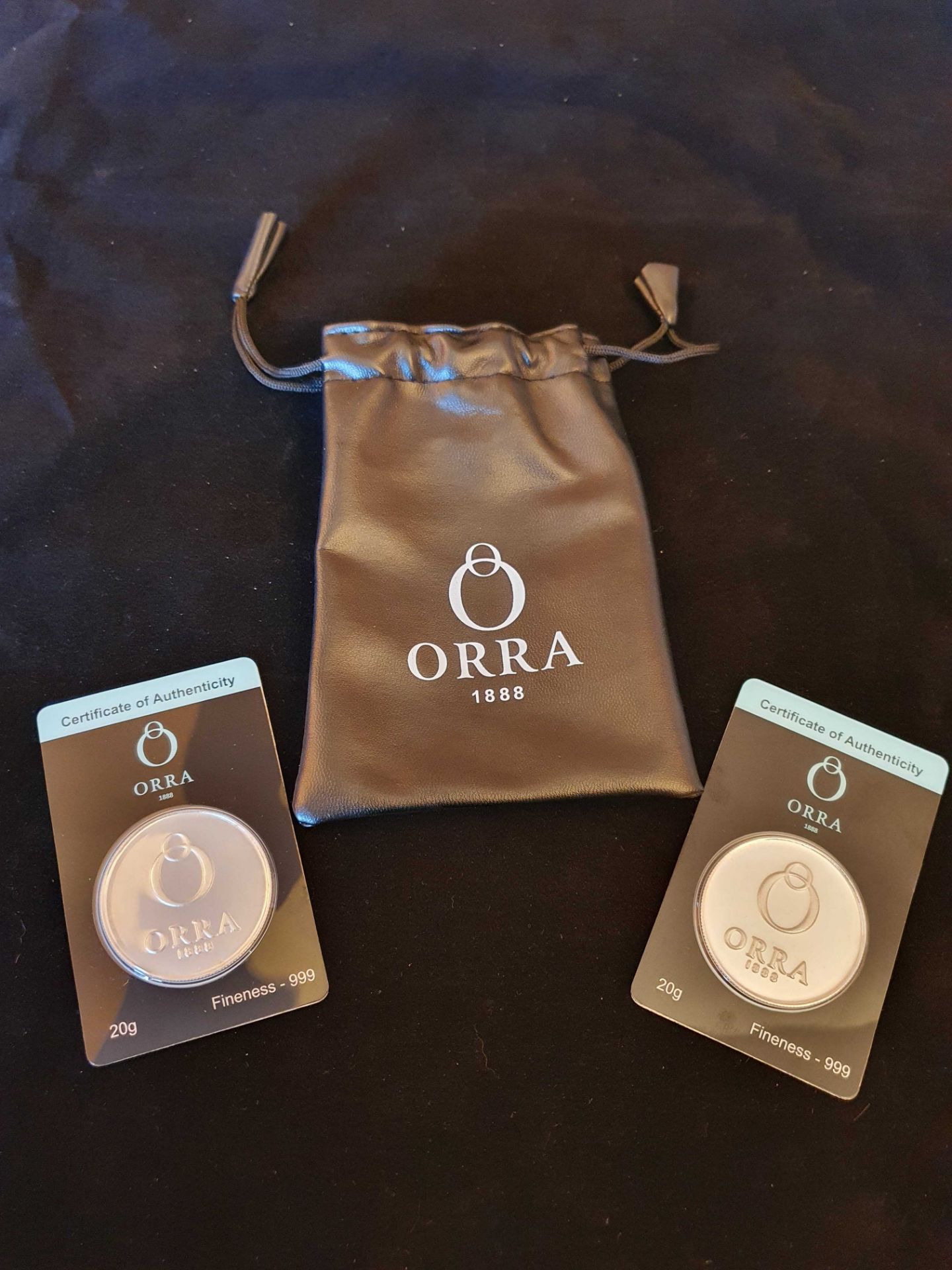 Two ORRA 20g 999 Fine Silver Ingot Coins