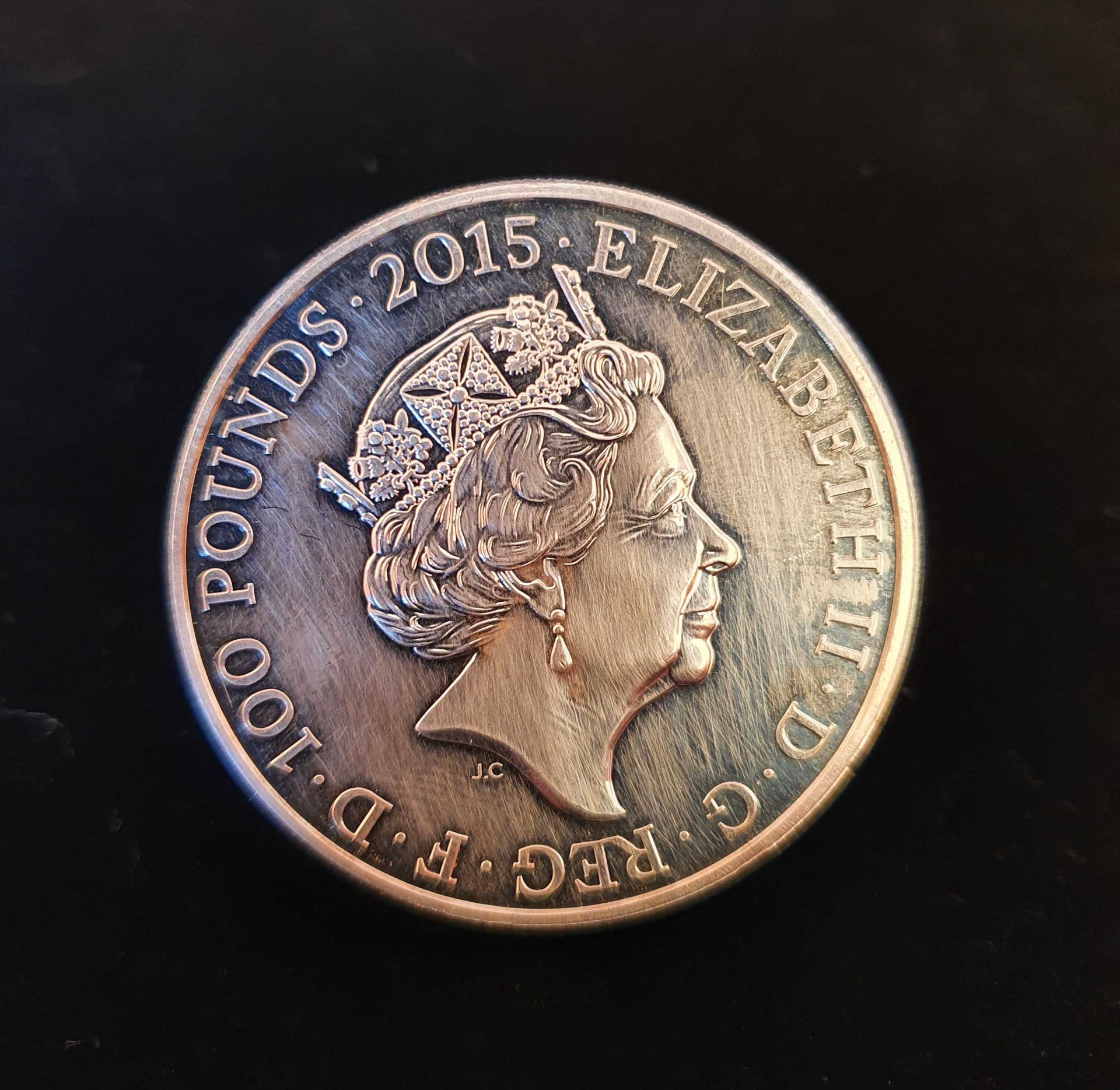 2015 £100 Coin, Issued by Royal Mint, Silver, 62.480 grams