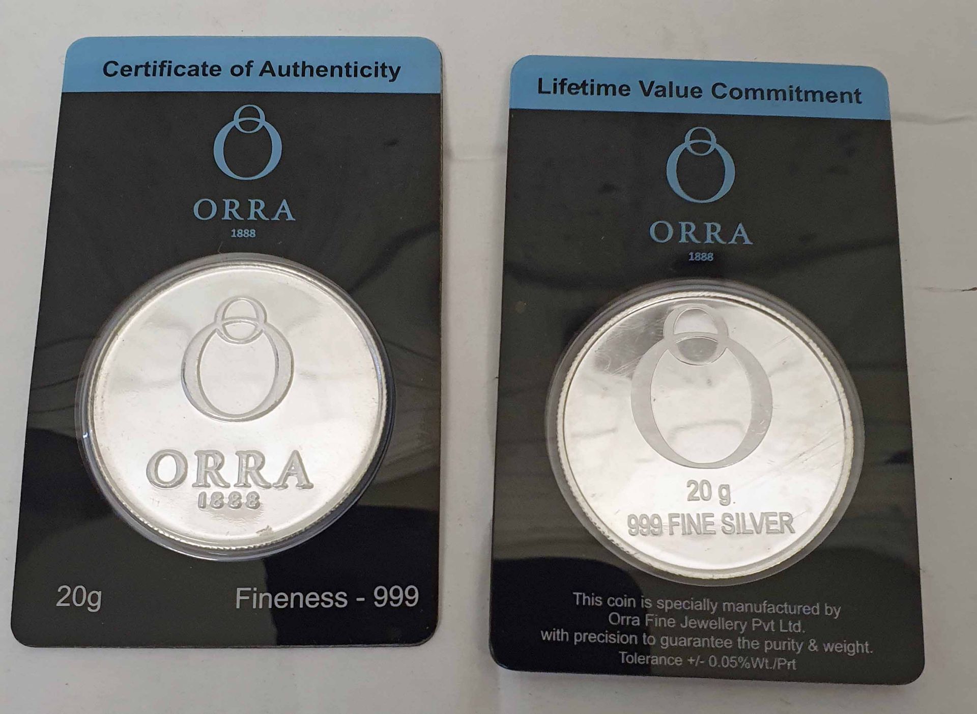 Two ORRA 20g 999 Fine Silver Ingot Coins - Image 5 of 5