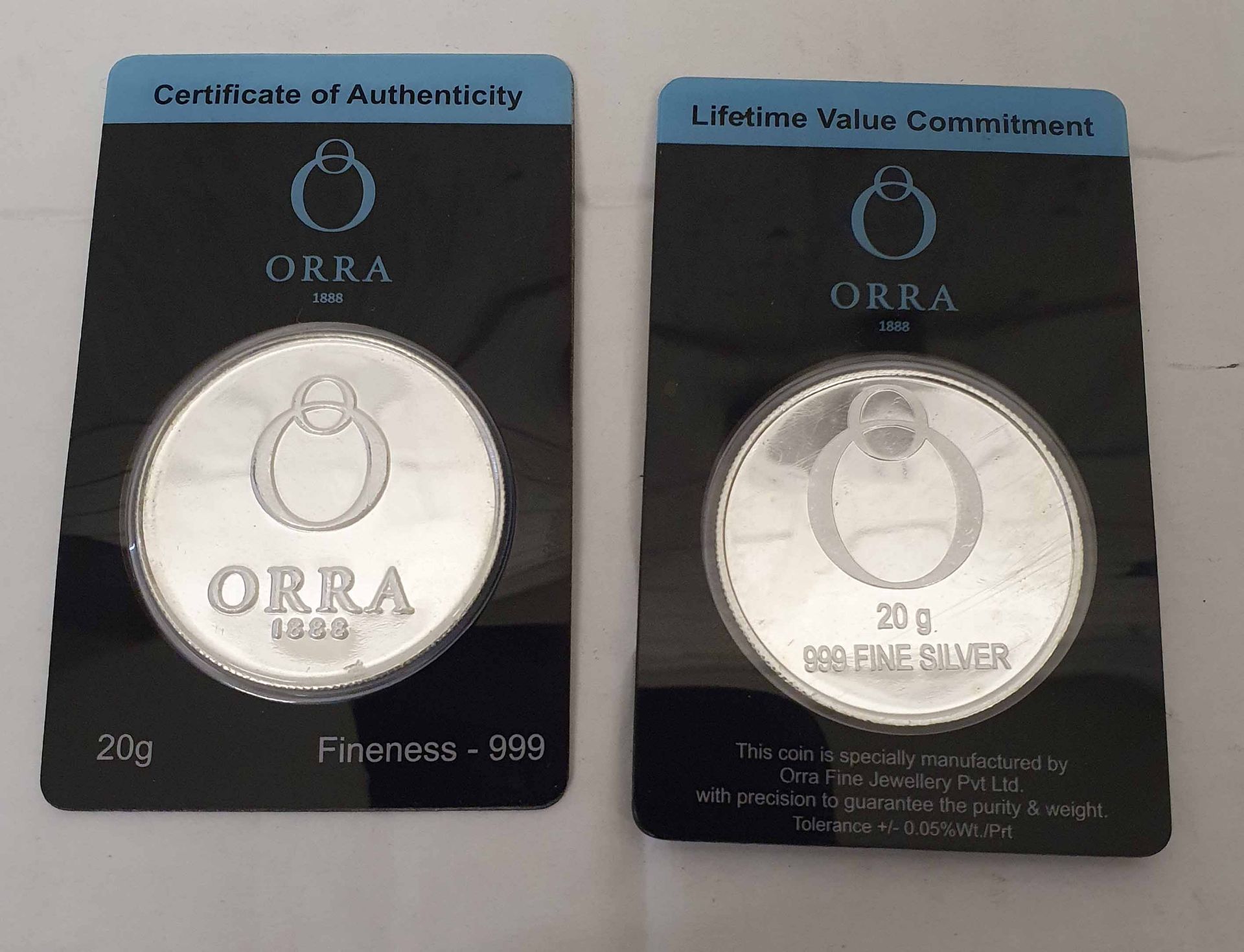 Two ORRA 20g 999 Fine Silver Ingot Coins - Image 4 of 5