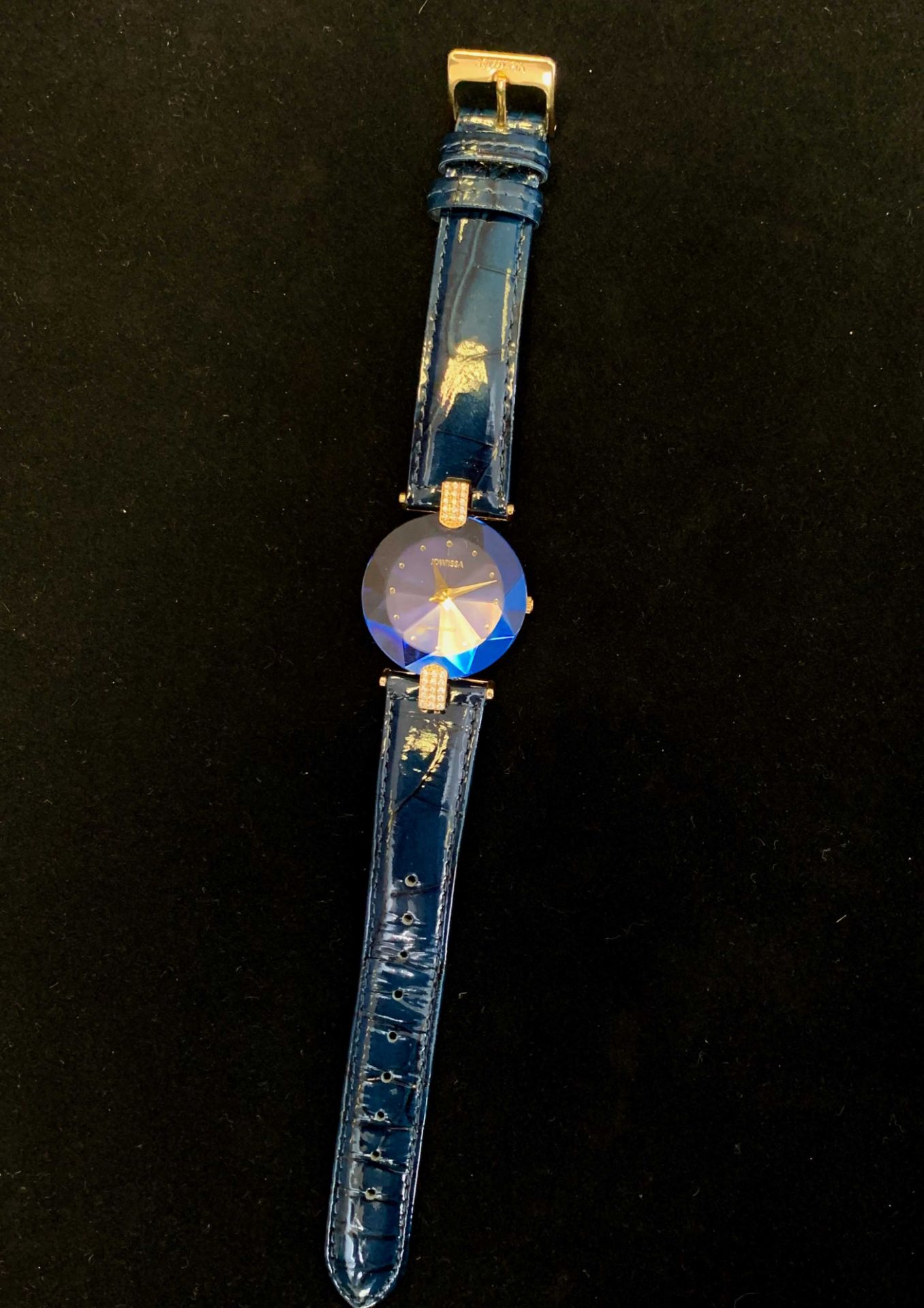JOWISSA Ladies Dress Watch with Blue Faceted Dial, Analogue Movement with Blue Strap