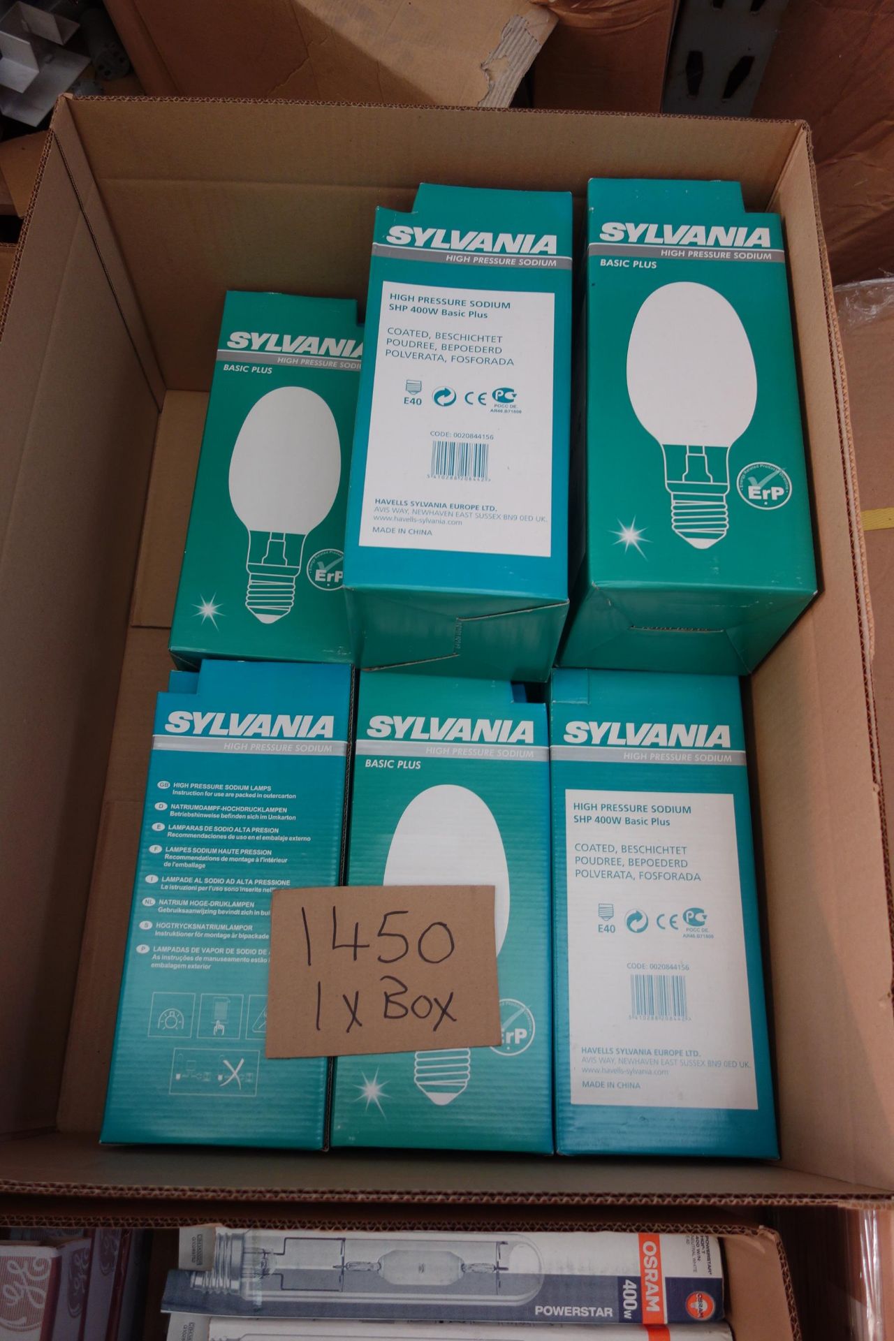 8 X Sylvania 0020844156 400W High Pressure Sodium Lamps E40 Fitting