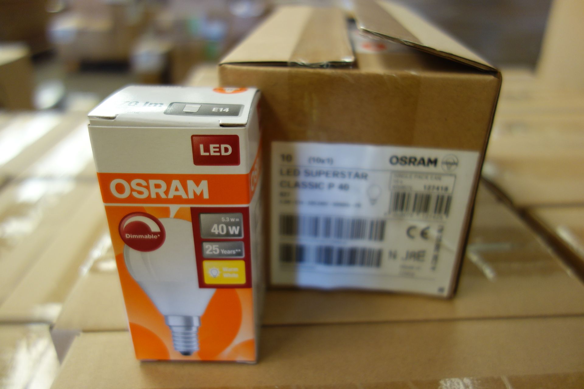 200 X Osram LED Superstar Classic P40 Dimmable E14 5.3W W/W