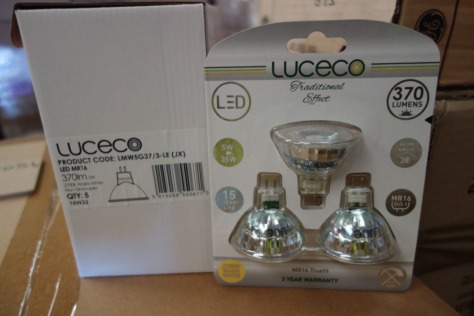 50 X Pack 3 Luceco LED MR16 5W Warm White