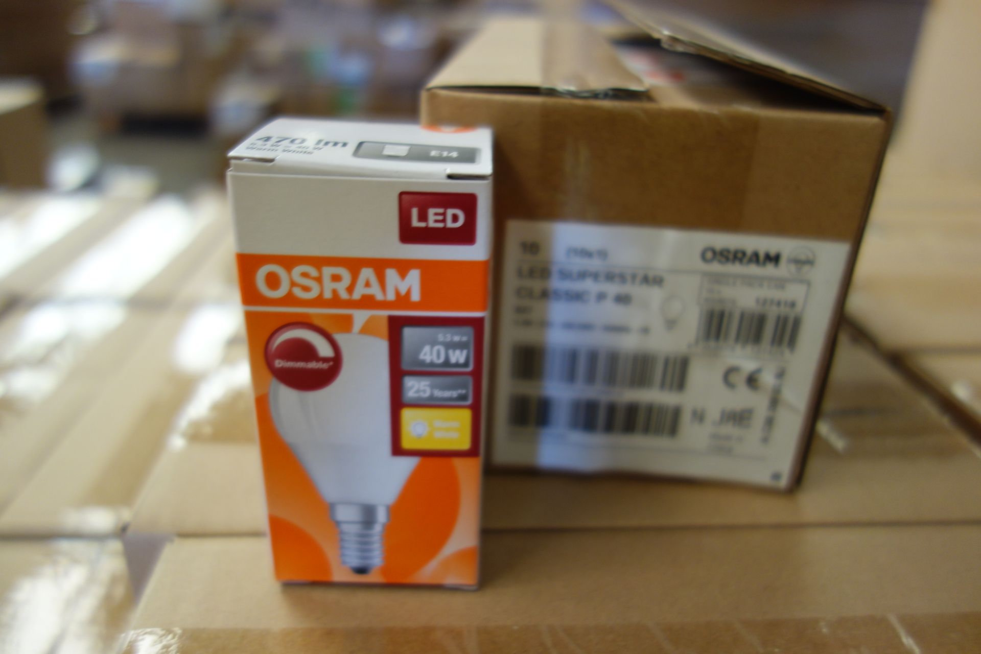 200 X Osram LED Superstar Classic P40 Dimmable E14 5.3W W/W