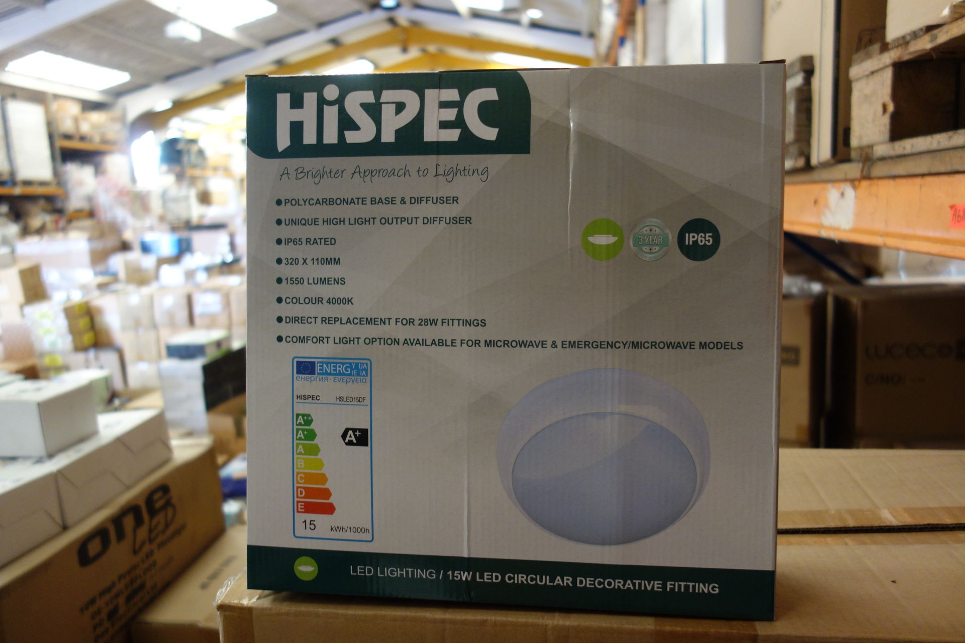 10 X HISPEC HSLED15DF/EP 15W LED Circular Decorative Fittings 3H Emergency IP65 Rated 400k 1550