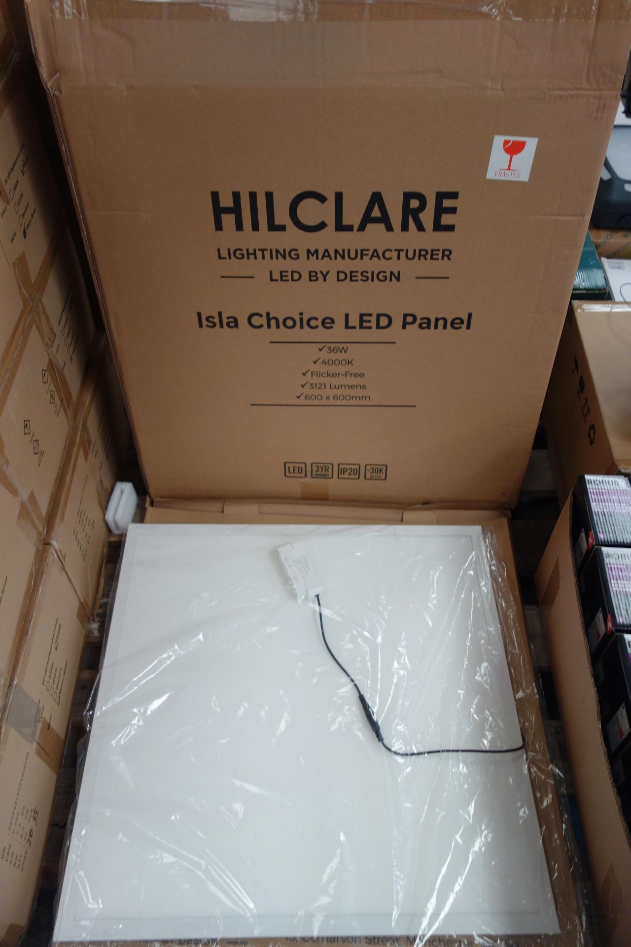 10 X HILCLARE PIC3640 36W LED Panel Fitting 596x596 4000K Flicker-Free 3121 Lumens c/w LED Driver