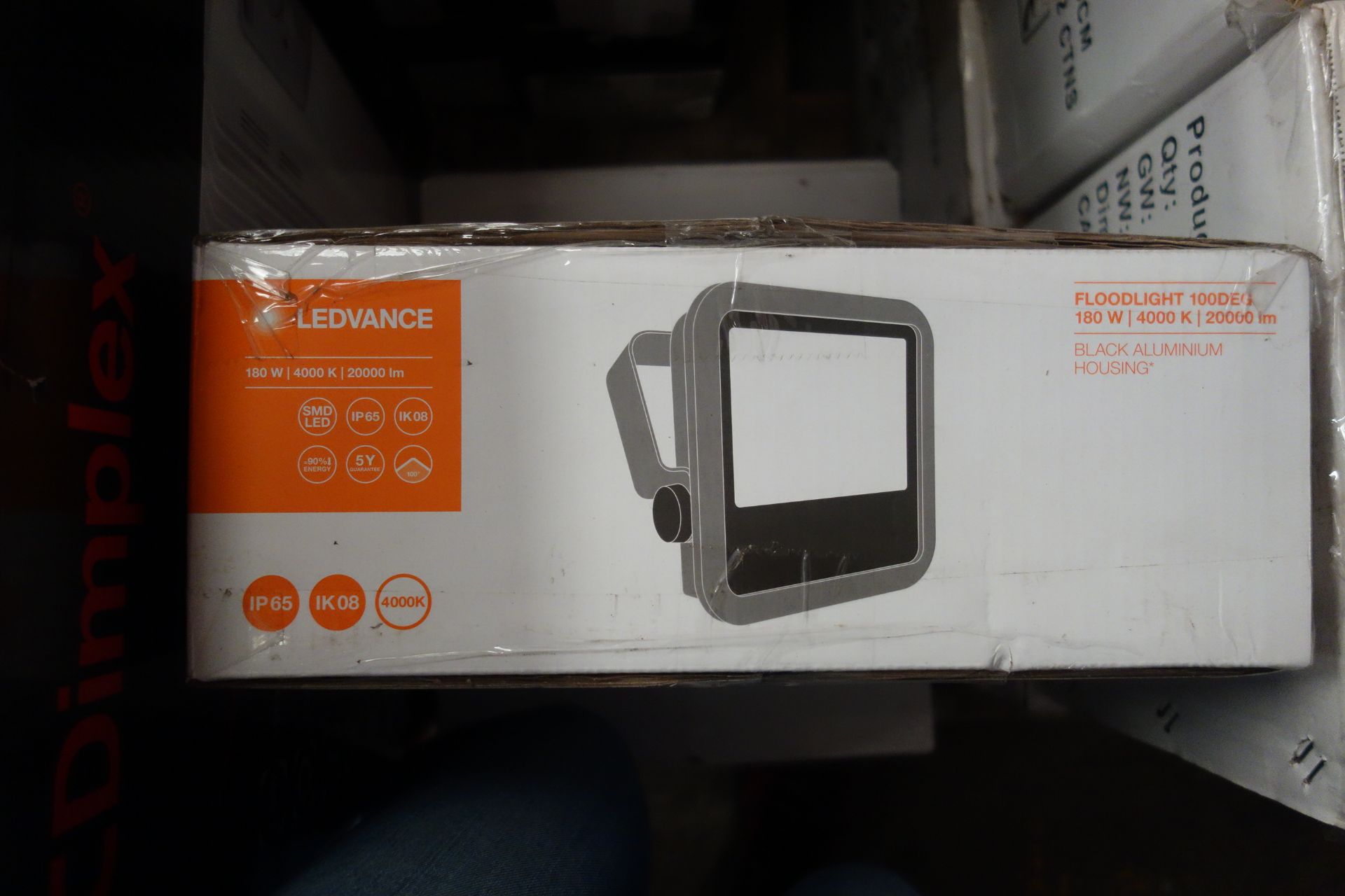 2 X LEDVANCE AC082810055 180W Floodlight 100DEG 4000K 20000 Lumen 1K08 IP65 Black Aluminium Housing