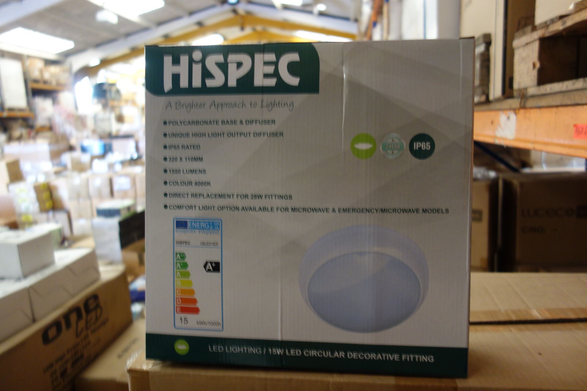 10 X HISPEC HSLED15DF/EP 15W LED Circular Decorative Fittings 3H Emergency IP65 Rated 400k 1550