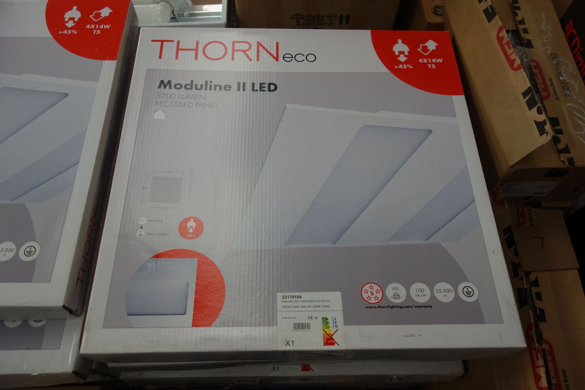 9 X Thorn ECO 22170104 Moduline II LED Recessed Panel 33W 3200 Lumen 597 X 597 4000K White Finish